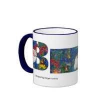 LETRA DEL NAVIDAD B/MONOGRAMA   ROJO DE LA CINTA D TAZA DE CAFÉ