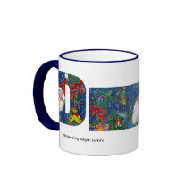 LETRA DEL NAVIDAD D/MONOGRAMA   ROJO DE LA CINTA D TAZAS DE CAFÉ