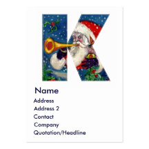 LETRA DEL NAVIDAD K/MONOGRAMA DEL CLARÍN DE SANTA TARJETA DE VISITA
