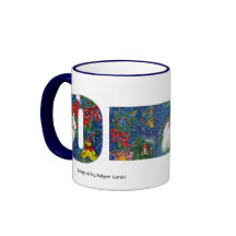 LETRA DEL NAVIDAD O/MONOGRAMA   ROJO DE LA CINTA D TAZA
