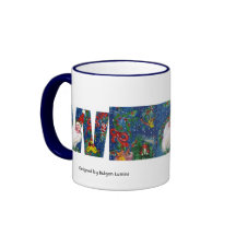 LETRA DEL NAVIDAD W/MONOGRAMA   ROJO DE LA CINTA D TAZAS DE CAFÉ