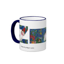 LETRA DEL NAVIDAD Z/MONOGRAMA   ROJO DE LA CINTA D TAZAS DE CAFÉ