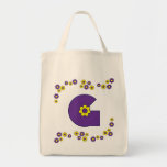 Letra G en tote púrpura del monograma de Flores Bolsa