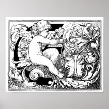 Letra inicial decorativa E Poster