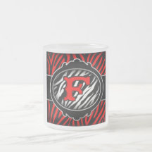 letra inicial F de la cebra roja traviesa Tazas De Café