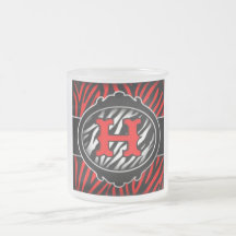 letra inicial H de la cebra roja traviesa Tazas De Café