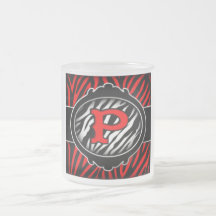 letra inicial P de la cebra roja traviesa Taza De Café