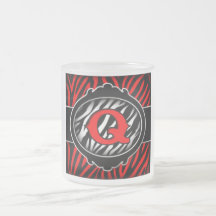 letra inicial Q de la cebra roja traviesa Taza De Café