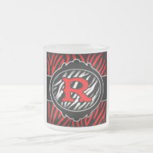 letra inicial R de la cebra roja traviesa Taza