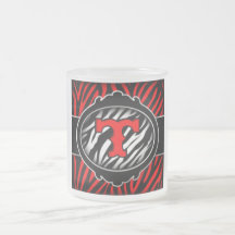 letra inicial T de la cebra roja traviesa Taza De Café