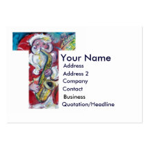 LETRA/PAPÁ NOEL DEL NAVIDAD T CON EL SAXOFÓN TARJETAS DE VISITA