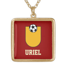 Letra U del monograma en oro del fútbol Pendiente Personalizado