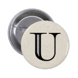Letra U - negro del damasco Pin