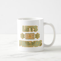 Lets sea de moda retro de los amigos taza
