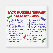 Leyes 2 de la propiedad de JACK RUSSELL TERRIER Imanes Para Frigoríficos