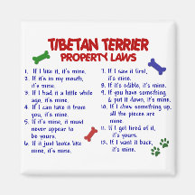 Leyes 2 de la propiedad de TERRIER TIBETANO Imán De Frigorífico
