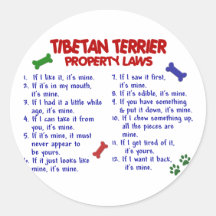 Leyes 2 de la propiedad de TERRIER TIBETANO Pegatinas Redondas
