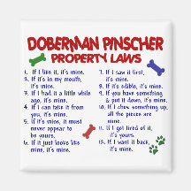 Leyes 2 de la propiedad del PINSCHER del DOBERMAN Imanes Para Frigoríficos