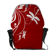 Libélula caprichosa roja y blanca bolsas de mensajería