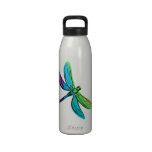 Libélula del arco iris botella de beber