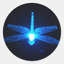Libélula que brilla intensamente pegatinas redondas