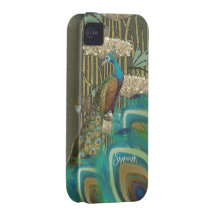 Libélulas y Lilypads del pavo real del vintage Vibe iPhone 4 Funda