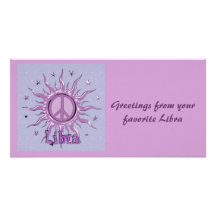 Libra de Sun de la paz Tarjetas Fotográficas Personalizadas