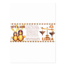 Libra llevado del conejo de madera del zodiaco del postal