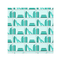 Libros en estante. Diseño en trullo y Aqua. Impresiones De Lienzo