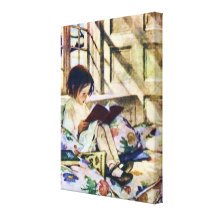 Libros ilustrados en invierno lienzo envuelto para galerias