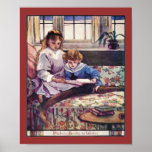 Libros ilustrados en invierno por la bella arte de poster