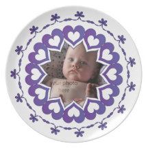 Ligado por la placa de la foto del amor - azul plato para fiesta