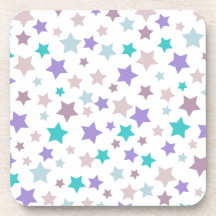 Lila, azules cielos y modelo de estrellas rosado e posavasos