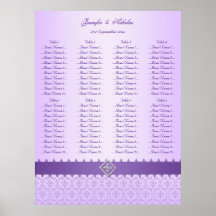 Lila y carta púrpura del asiento del boda de la ci impresiones