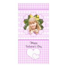Lila y corazones lindos blancos tarjetas fotográficas personalizadas