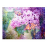 Lilas y postal texturizadas de las mariposas tarjetas postales