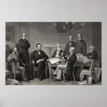 Lincoln que lee la proclamación de la emancipación poster