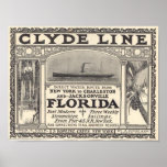 Línea anuncio de Clyde del vintage del buque de va Impresiones