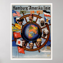 Línea anuncio de Hamburgo Amerika de la nave del v Impresiones