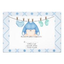 línea de azules cielos rsvp del bebé invitaciones personales 