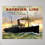 Línea de Batavier - poster del viaje del vintage