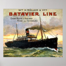Línea de Batavier - poster del viaje del vintage