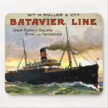Línea de Batavier - viaje del vintage Alfombrillas De Raton