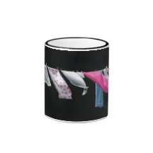 Línea de lavadero en fondo negro: Arte Taza De Café