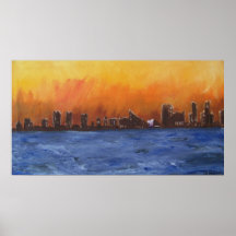 línea del cielo de Miami Poster