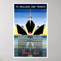 Línea francesa anuncio de la nave del vintage posters