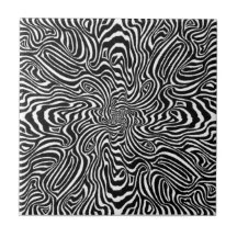 Línea óptica blanco y negro psicodélica diseño azulejo