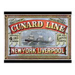 Línea poster de Cunard de Nueva York Liverpool Tarjeta Postal