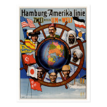 Línea poster de Hamburgo Amerika Postales