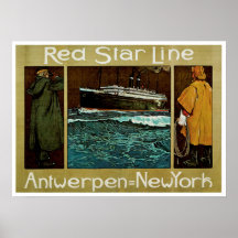 Línea roja ~ Antwerpen= Nueva York de la estrella Impresiones
